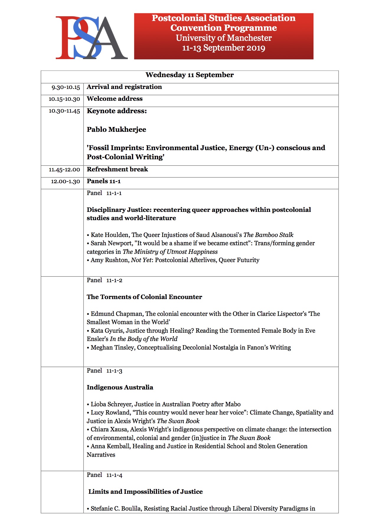 2019 Convention Programme